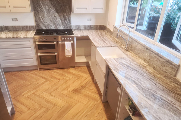 granite worktop installation in a fitted kitchen