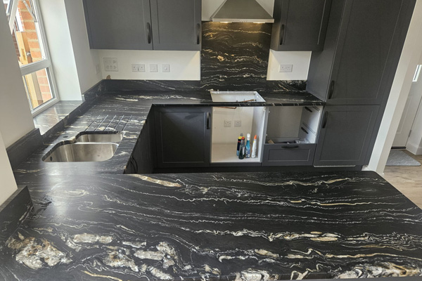 Quartz kitchen worktop installation in Sussex