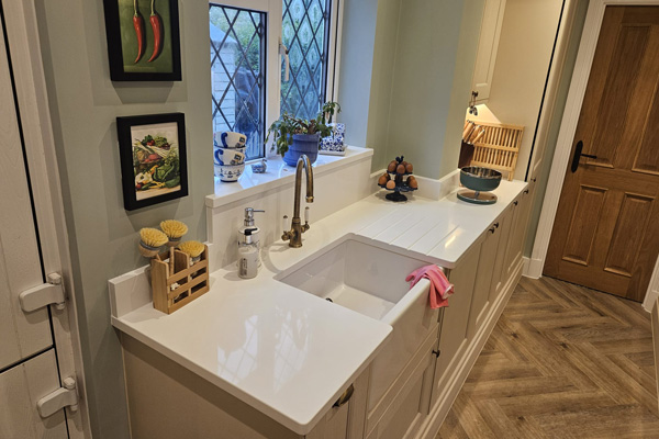 Quartz kitchen worktop installation in Sussex